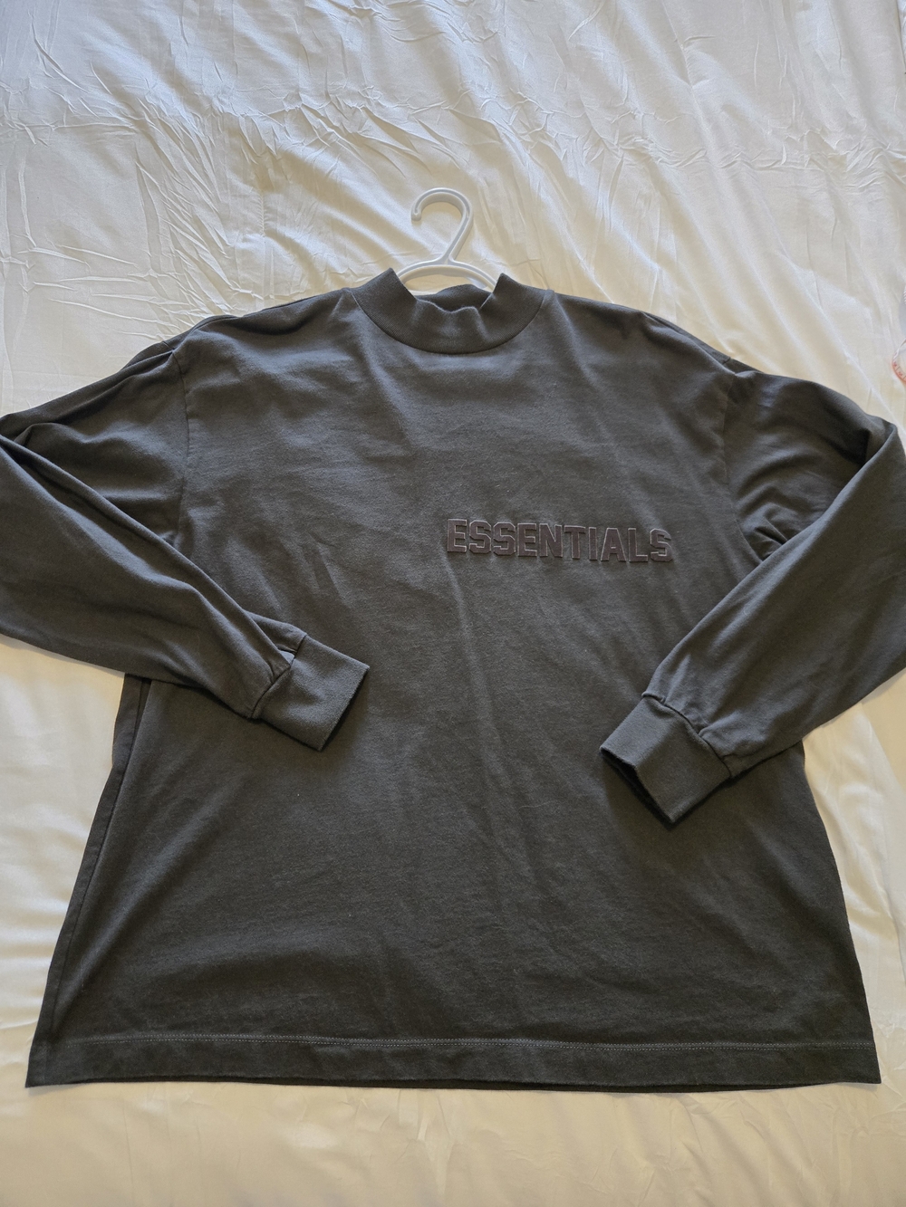 Essentials Long-Sleeve Logo Shirt in Charcoal Gray
